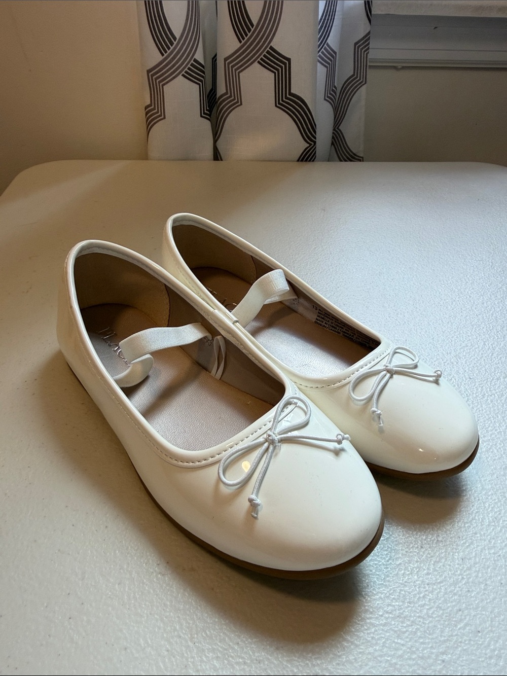 The Children's Place White Patent Ballet Flats with Elastic Strap